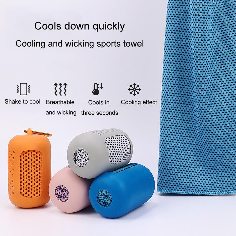 Portable Quick Dry Sports Towel Set | Silicone Sleeve & Storage Bag | 30X80CM - Orange & 30X80CM