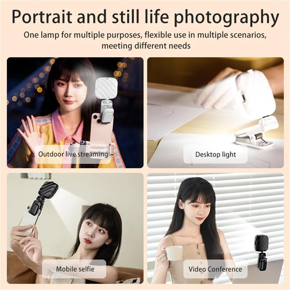 USB Charging LED Beauty Fill Light for Mobile Phone Live Camera | White