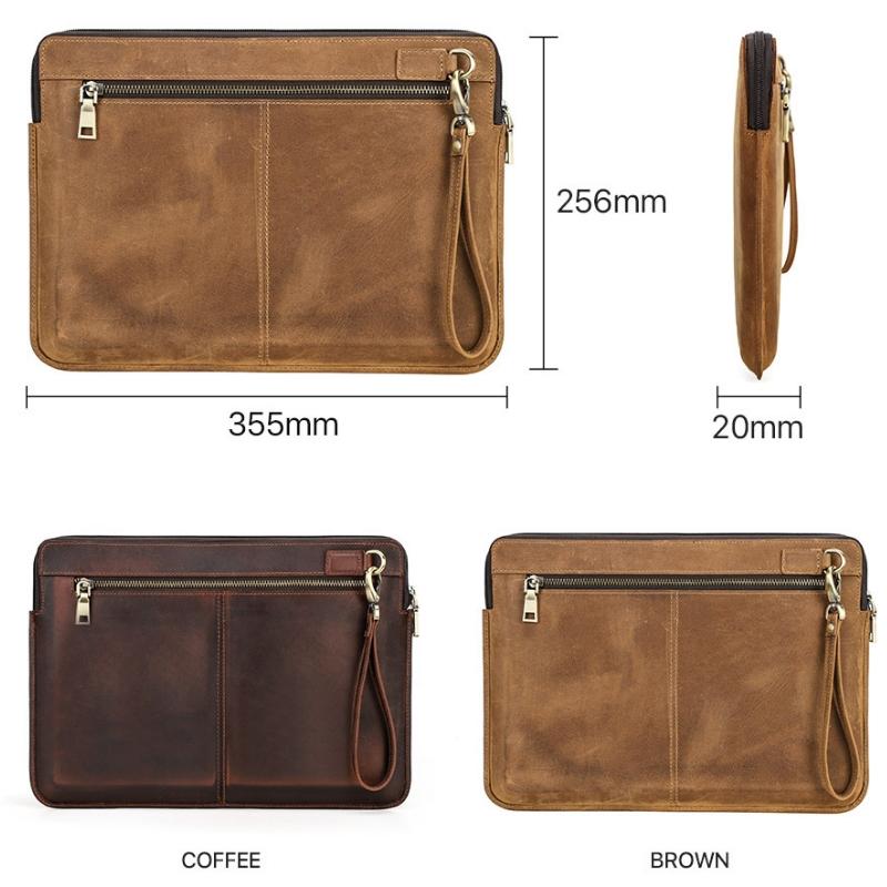 14.2 Inch Leather Laptop Sleeve for MacBook Pro | Black & Coffee