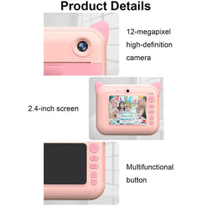 2.4" HD Screen Kids Thermal Printing Camera | No Memory Card | Pink