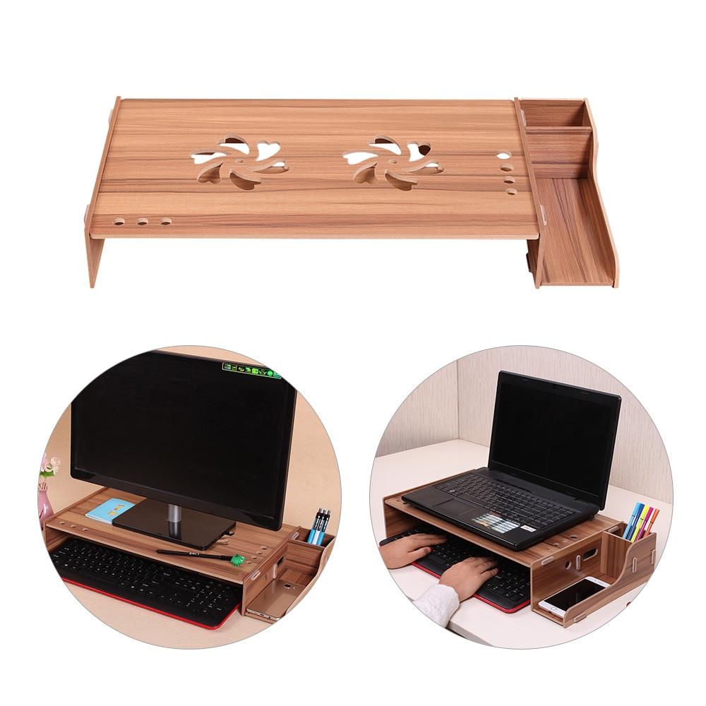 Wood Monitor Stand with Keyboard Storage | TBD049404601B