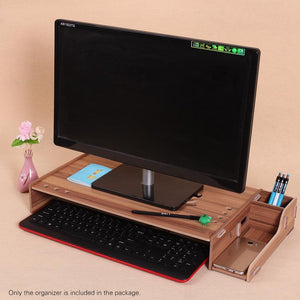 Wood Monitor Stand with Keyboard Storage | TBD049404601B