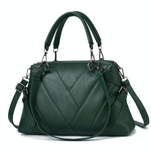 Soft Leather Geometric Handbag | Colourblock | Green