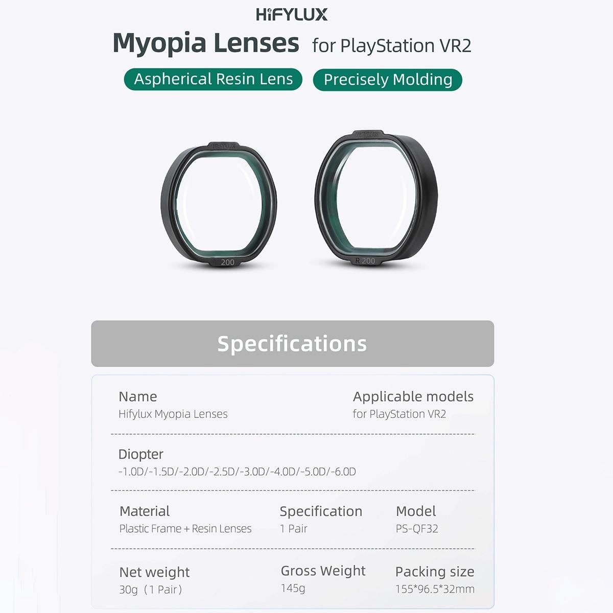 VR2 Hifylux Myopia Glasses for PlayStation | Enhance Your Gaming Experience | -1.5D