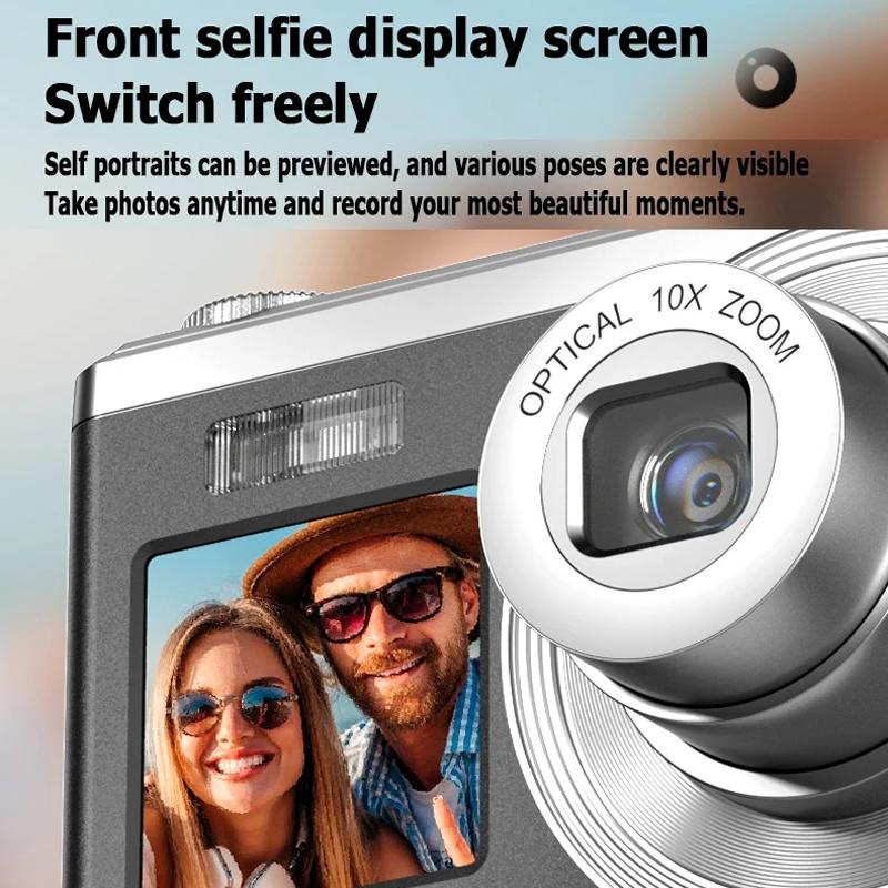 4K HD Digital Camera | 60MP | Dual Screen Selfie Camera | No Memory | White Edition