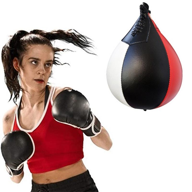 Black & White Suspended Pear-Shaped Speed Ball for Boxing | Red