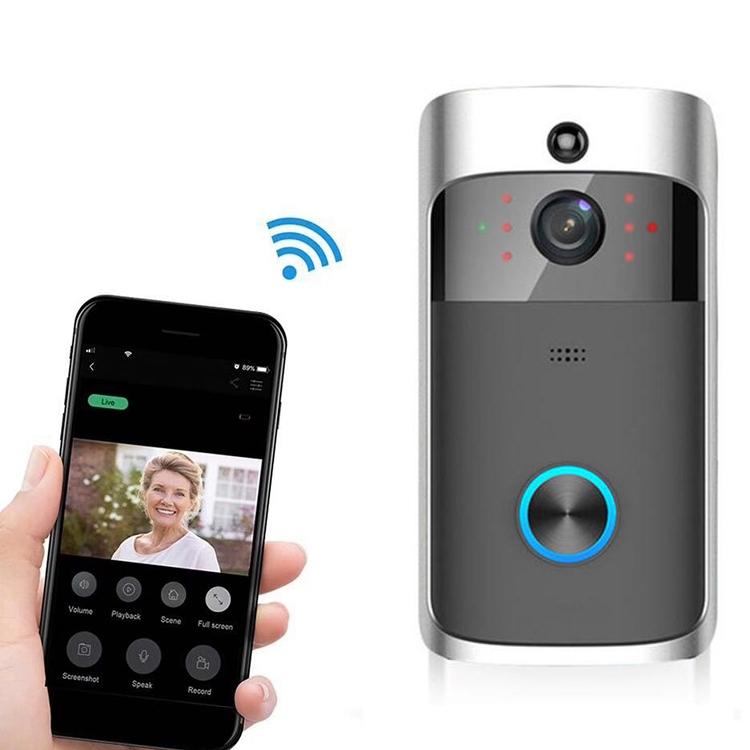 Smart Wi-Fi Video Doorbell with Night Vision & Wide-Angle Camera | 720P Low Power Mobile Remote | Black