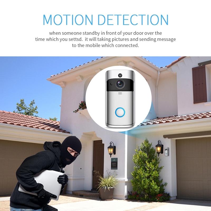 Smart Wi-Fi Video Doorbell with Night Vision & Wide-Angle Camera | 720P Low Power Mobile Remote | Black