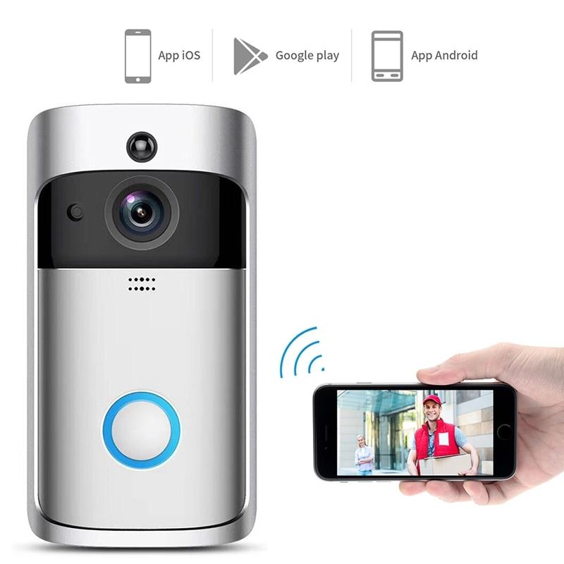 Smart Wi-Fi Video Doorbell with Night Vision & Wide-Angle Camera | 720P Low Power Mobile Remote | Black