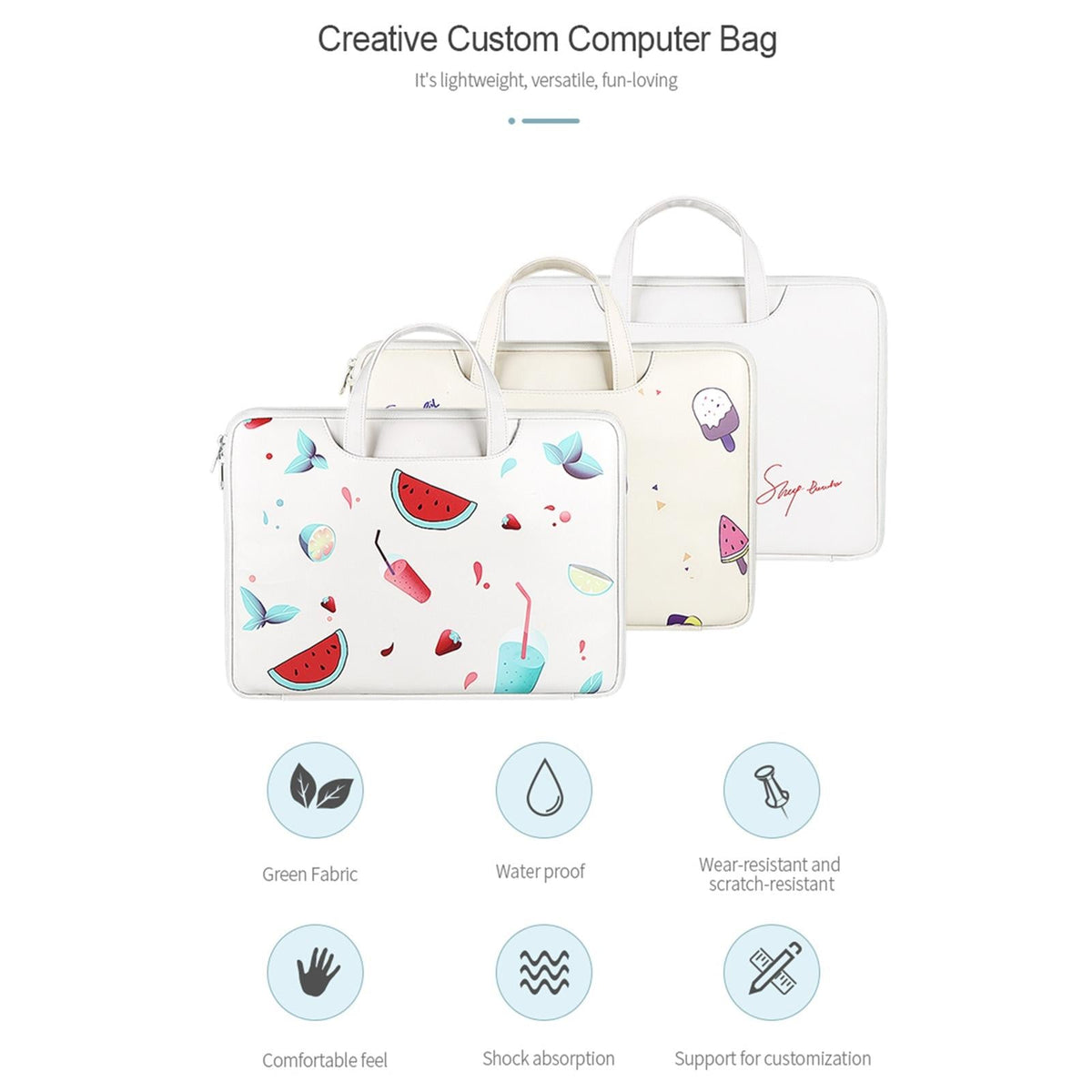 14.1-15.4 Inch Lightweight Printed Laptop Bag | PU Material | Watermelon