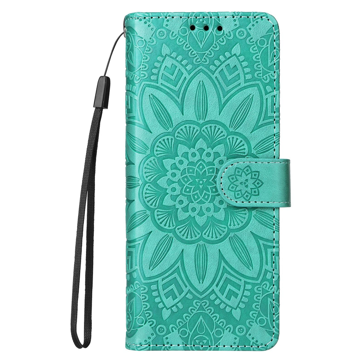 Sunflower Embossed Leather Phone Case | For Samsung Galaxy Z Fold 4 / 5G | Blue