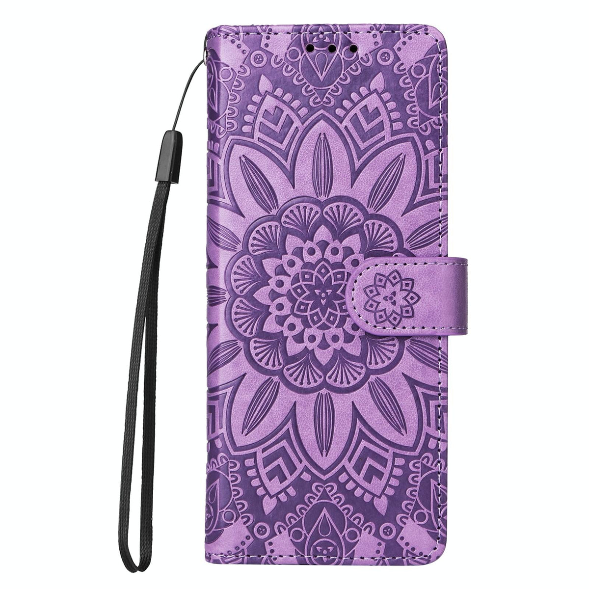Sunflower Embossed Leather Phone Case | For Samsung Galaxy Z Fold 4 / 5G | Blue