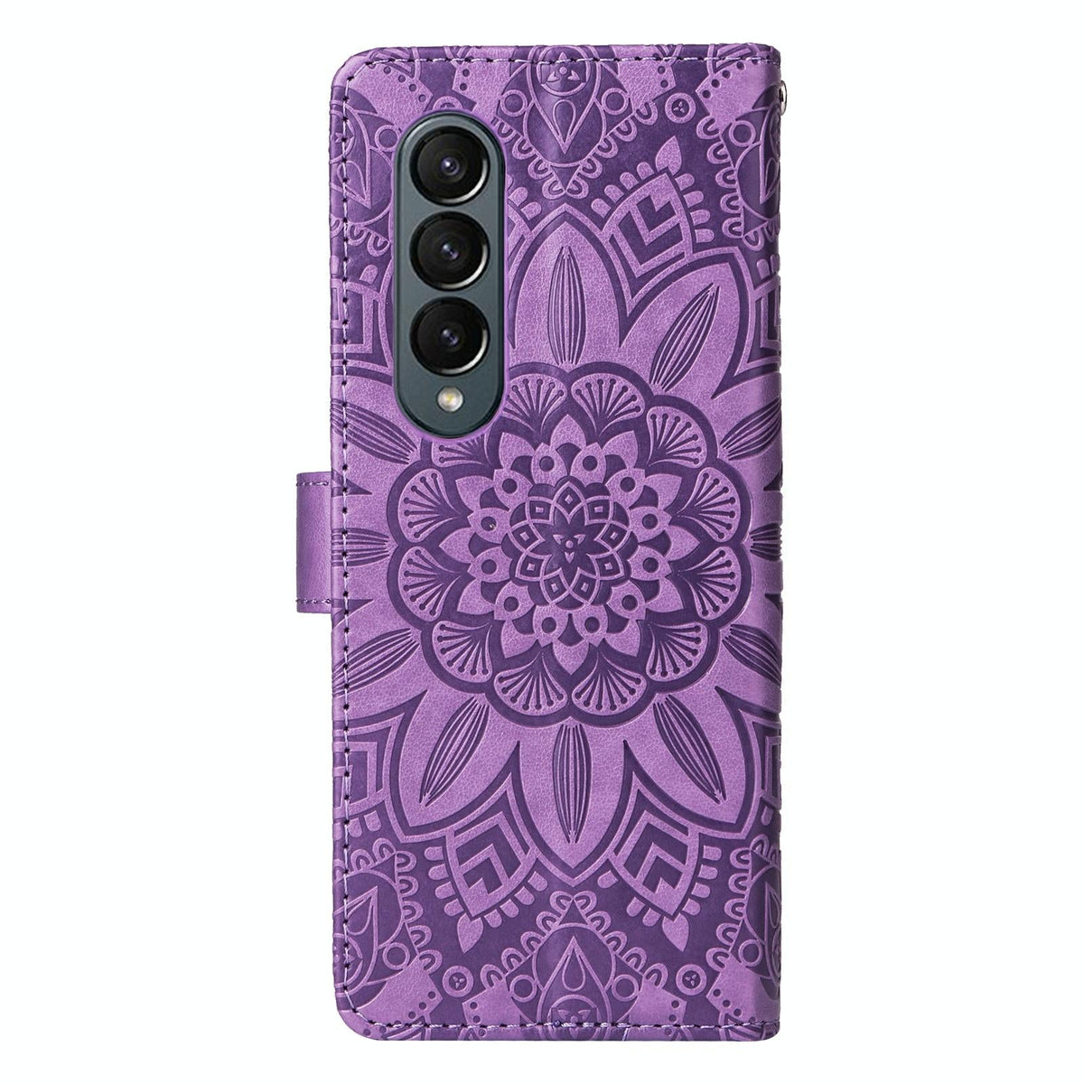 Sunflower Embossed Leather Phone Case | For Samsung Galaxy Z Fold 4 / 5G | Blue