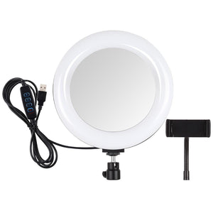 7.9" USB 3 Modes Dimmable Dual Colour LED Ring Light with Mirror for Vlogging and Photography | Black