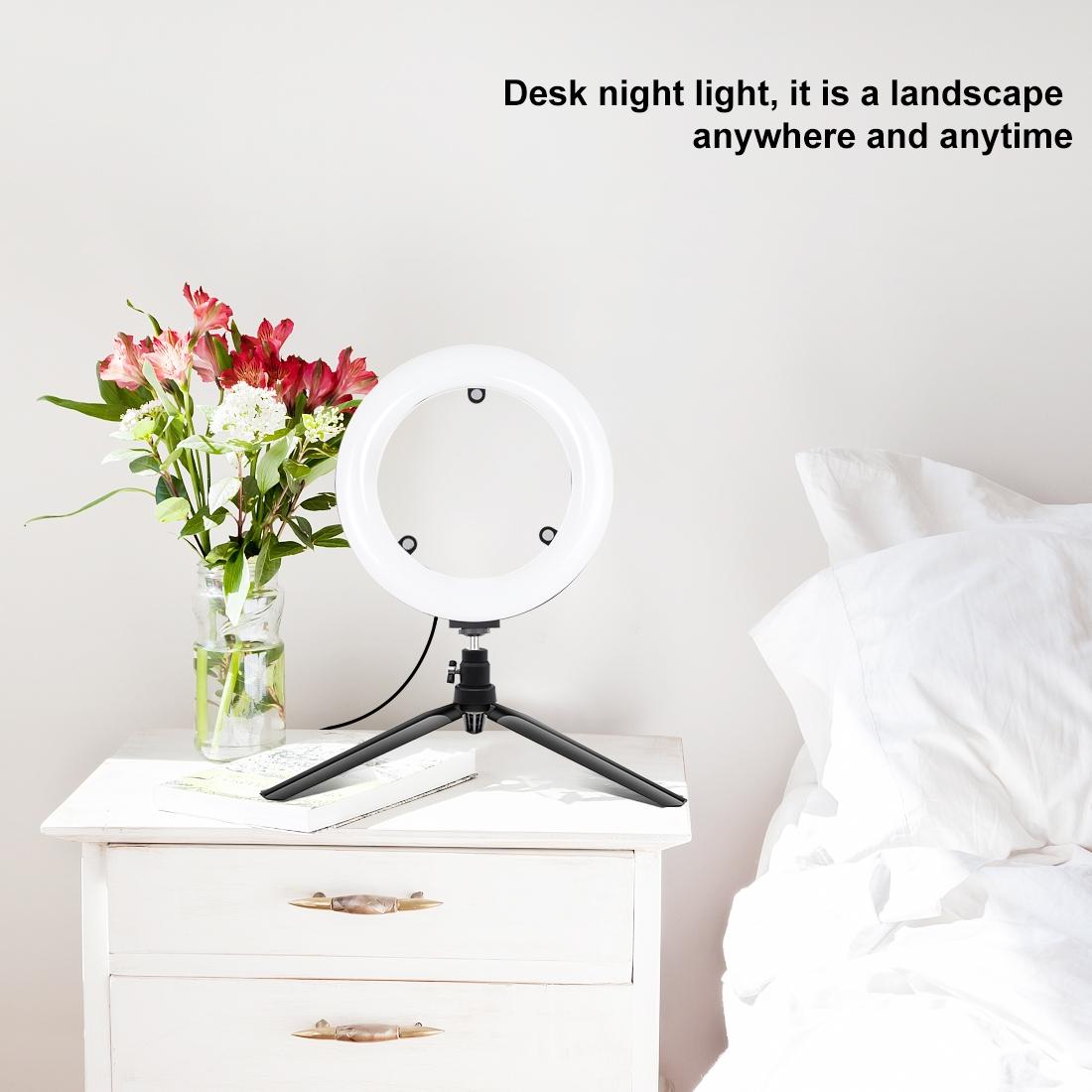 7.9" USB 3 Modes Dimmable Dual Colour LED Ring Light with Mirror for Vlogging and Photography | Black