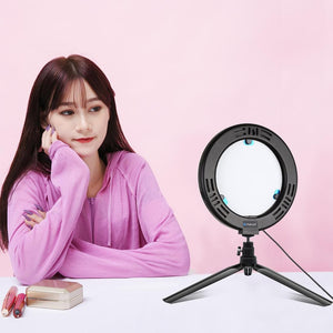 7.9" USB 3 Modes Dimmable Dual Colour LED Ring Light with Mirror for Vlogging and Photography | Black