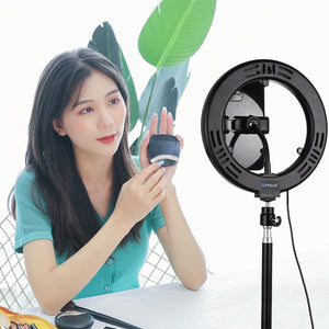 7.9" USB 3 Modes Dimmable Dual Colour LED Ring Light with Mirror for Vlogging and Photography | Black