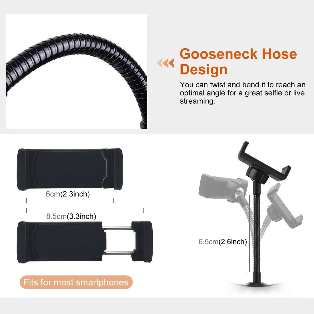 7.9" USB 3 Modes Dimmable Dual Colour LED Ring Light with Mirror for Vlogging and Photography | Black