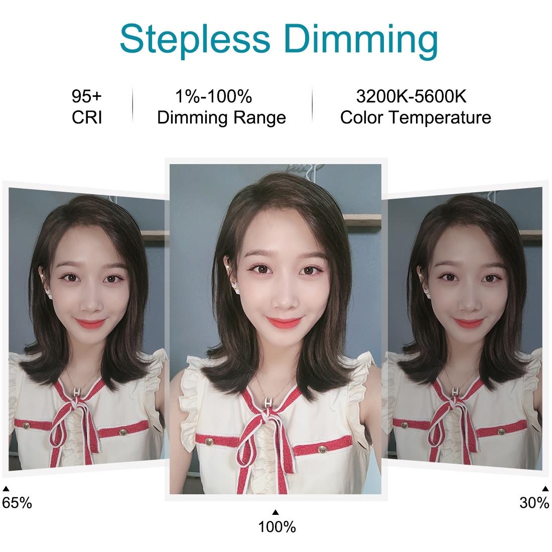 7.9" USB 3 Modes Dimmable Dual Colour LED Ring Light with Mirror for Vlogging and Photography | Black