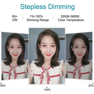 7.9" USB 3 Modes Dimmable Dual Colour LED Ring Light with Mirror for Vlogging and Photography | Black