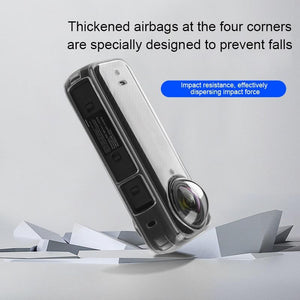 Clear Soft TPU Protective Case | For Insta360 X4 | 1.5mm Thickness | Clear Black | With Hand Strap