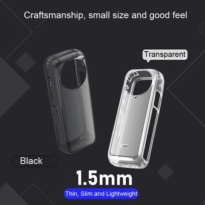 Clear Soft TPU Protective Case | For Insta360 X4 | 1.5mm Thickness | Clear Black | With Hand Strap