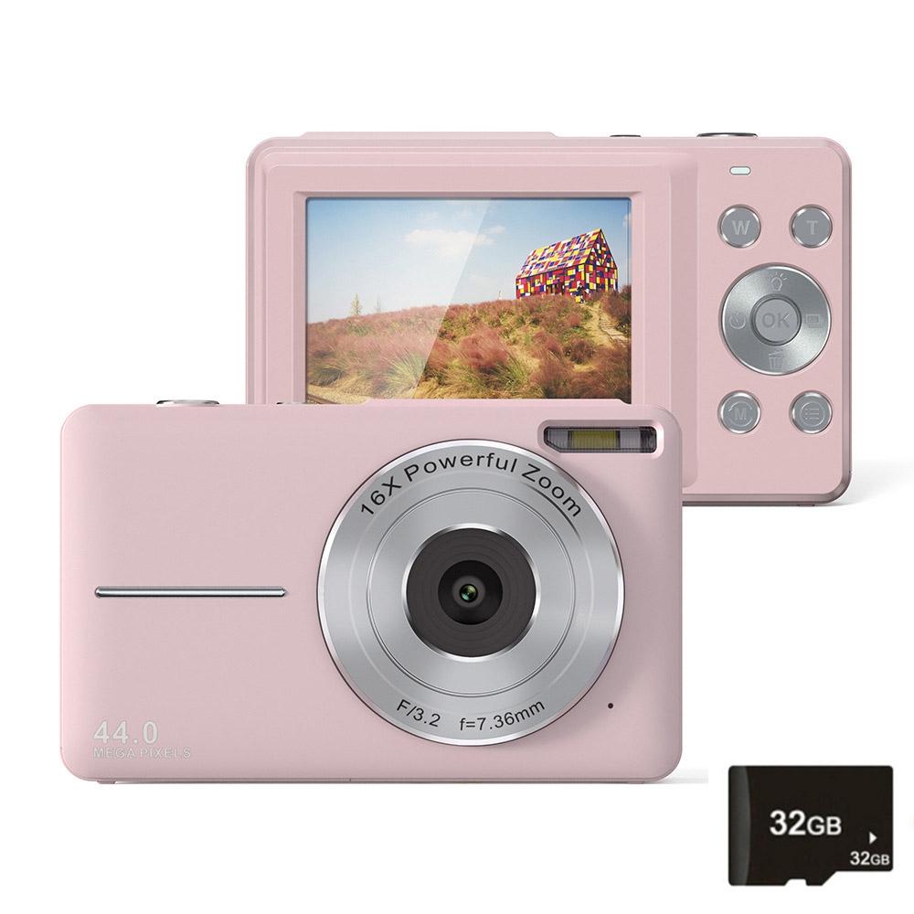 Mini Children Photography Camera | 2.4" HD 16x Zoom | Pink + 32GB