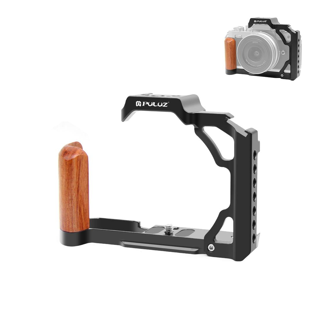 Wood Handle Metal Camera Cage for Nikon ZFC | Stabilizer Rig | Black