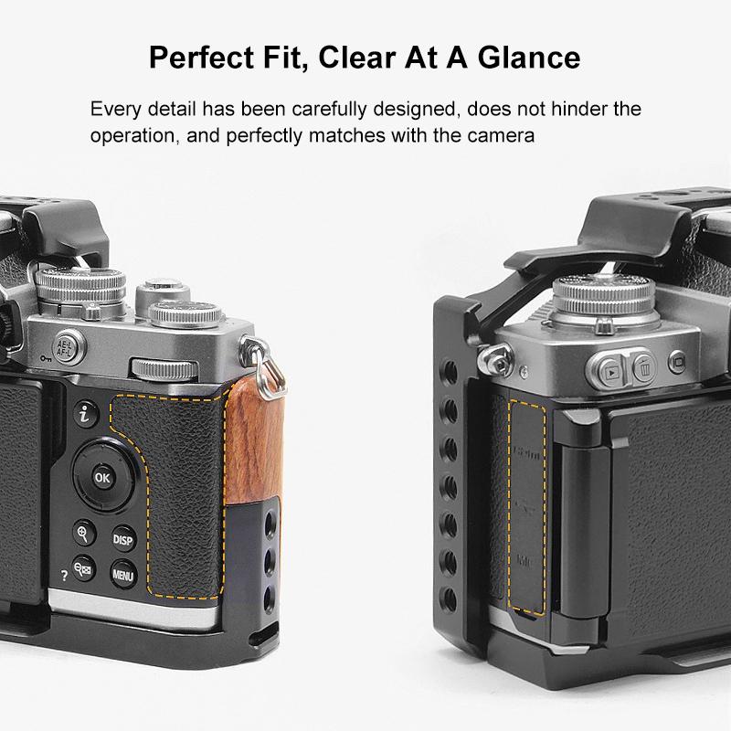 Wood Handle Metal Camera Cage for Nikon ZFC | Stabilizer Rig | Black