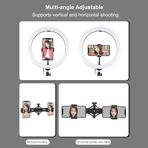 11.8" LED Ring Light Kit with Tripod & Dual Phone Bracket | 3 Modes | Dual Colour Temperature | USB Live Broadcast | Black