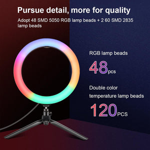 10.2" Marquee LED Beauty Light with Tripod & Remote | Dual - Colour Ring Light for Vlogging & Photography