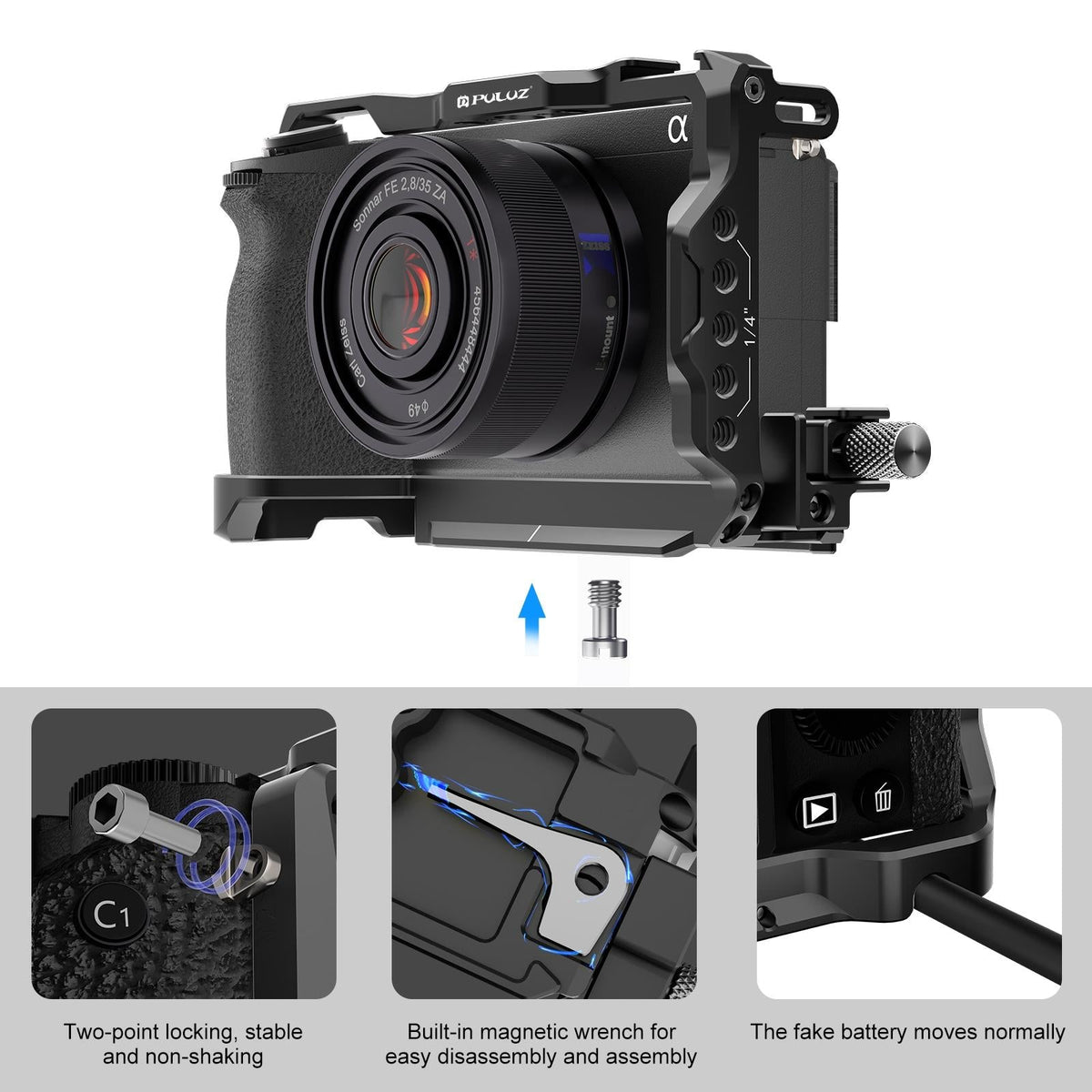 Metal Camera Cage Stabilizer | Sony A6700 | Black