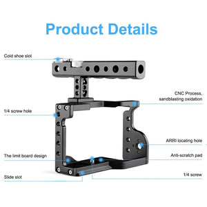 Sony A6600 Video Camera Cage Stabilizer with Handle | Black