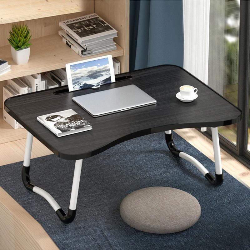 Adjustable Folding Laptop Desk with Non-Slip Legs & Card Slot | Black