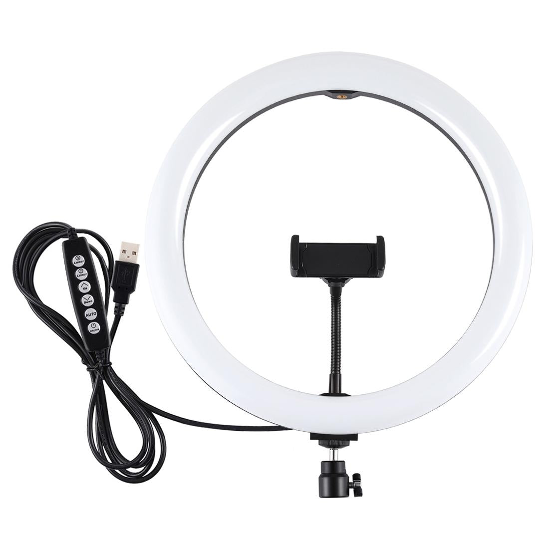 30cm Curved Surface LED Ring Light with Tripod & Phone Clamp | 10 Modes 8 Colours | USB Powered
