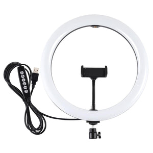 30cm Curved Surface LED Ring Light with Tripod & Phone Clamp | 10 Modes 8 Colours | USB Powered