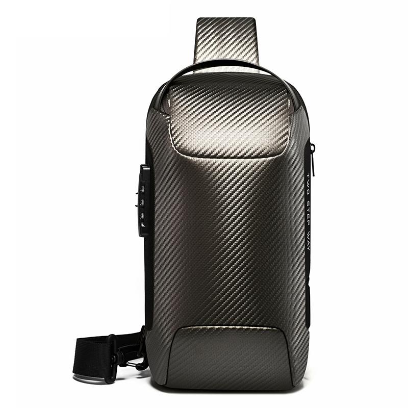 Carbon Fiber Anti-Theft Waterproof Crossbody Chest Bag for Men & Women | 34 x 18 x 10cm | Black