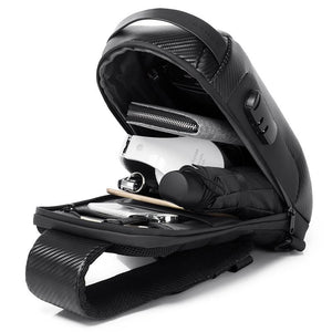 Carbon Fiber Anti-Theft Waterproof Crossbody Chest Bag for Men & Women | 34 x 18 x 10cm | Black