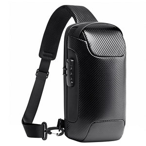 Carbon Fiber Anti-Theft Waterproof Crossbody Chest Bag for Men & Women | 34 x 18 x 10cm | Black