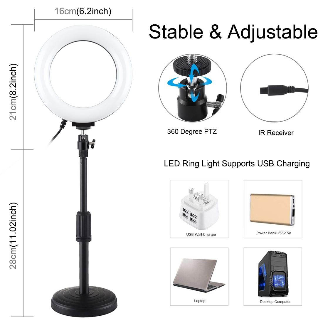 6.2" RGBW LED Ring Light with Remote & Tripod