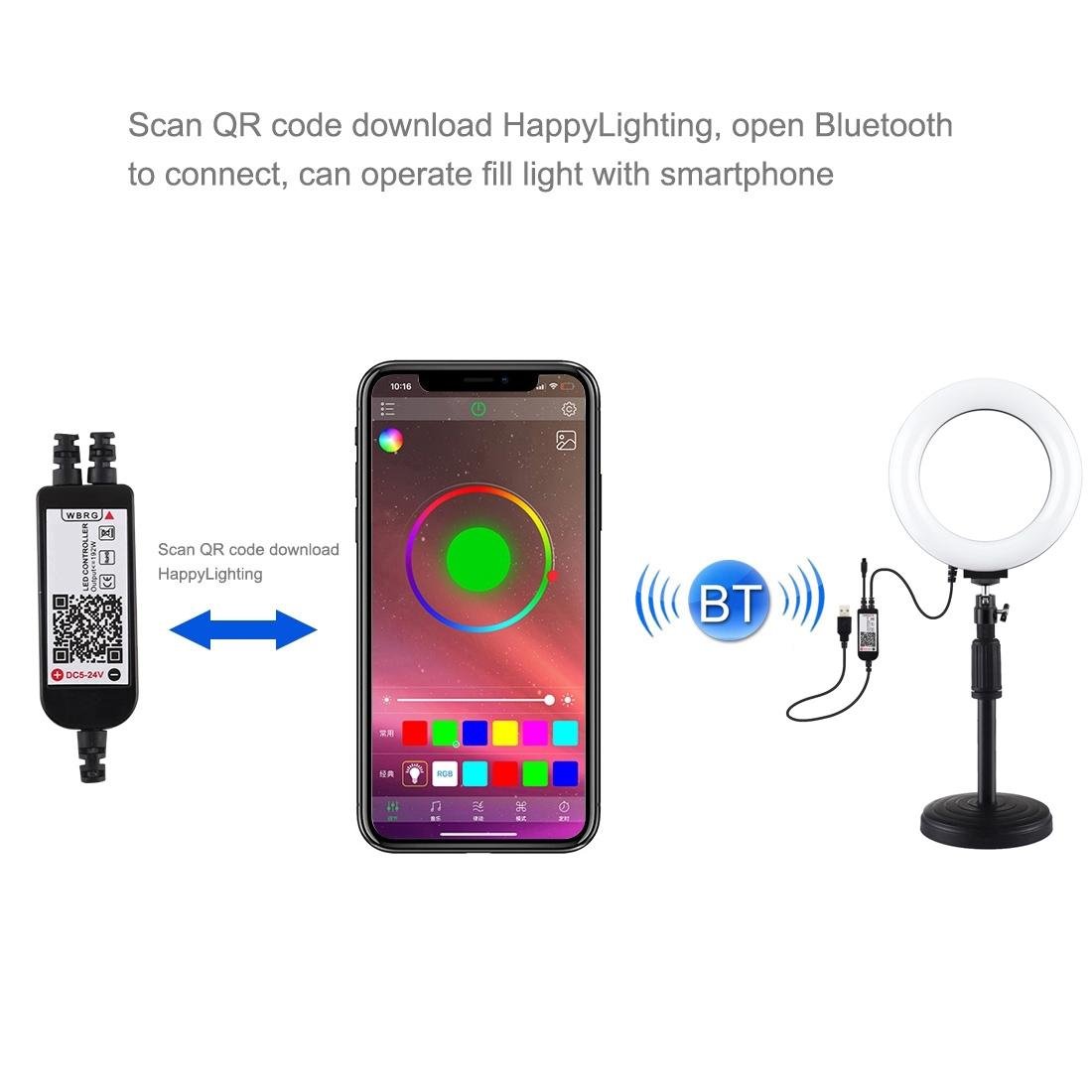 6.2" RGBW LED Ring Light with Remote & Tripod