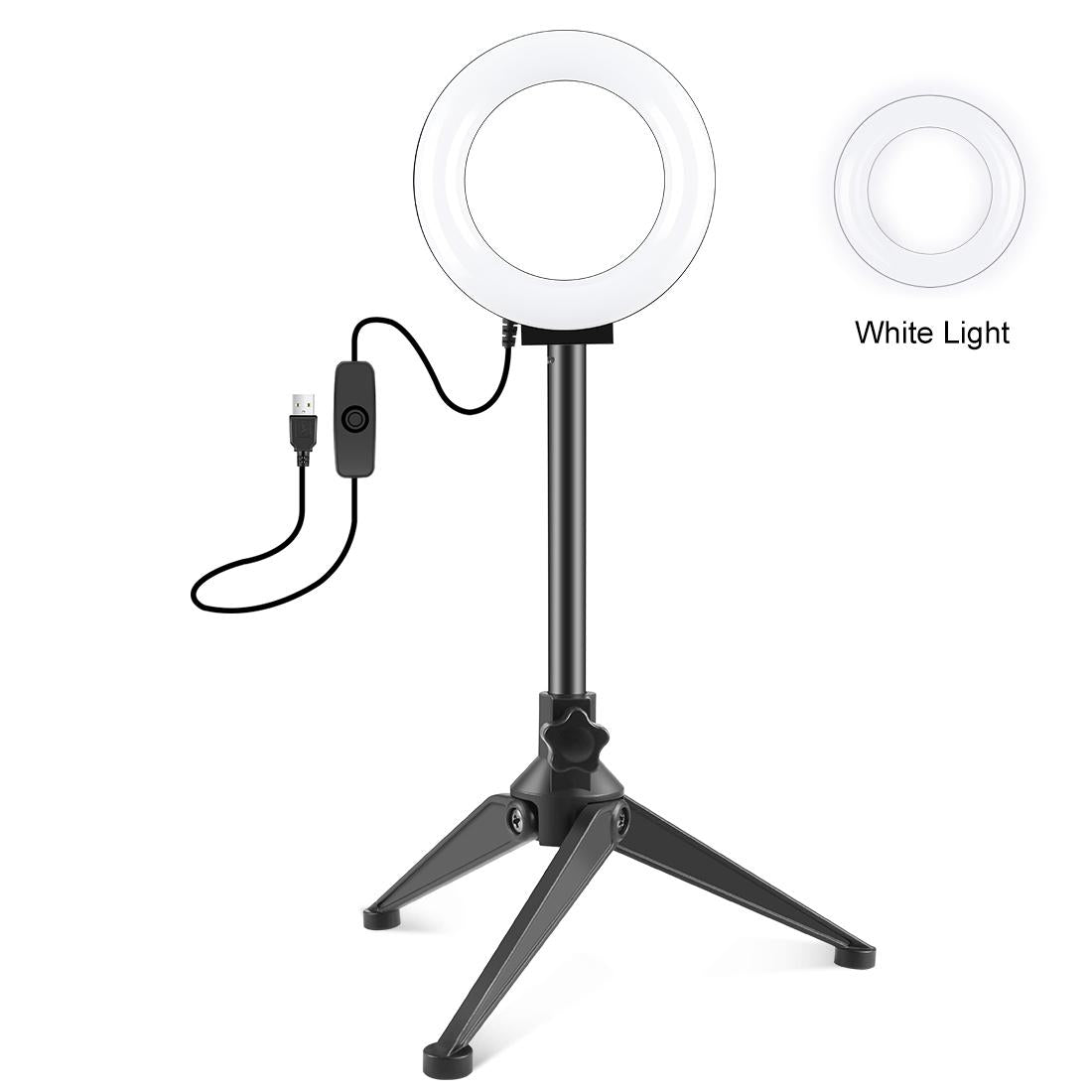 12cm Ring Light | Desktop Tripod | Selfie Stick Mount | USB LED | Beauty Vlogging | Photography & Video Lighting Kit | Black