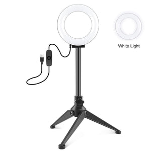 12cm Ring Light | Desktop Tripod | Selfie Stick Mount | USB LED | Beauty Vlogging | Photography & Video Lighting Kit | Black