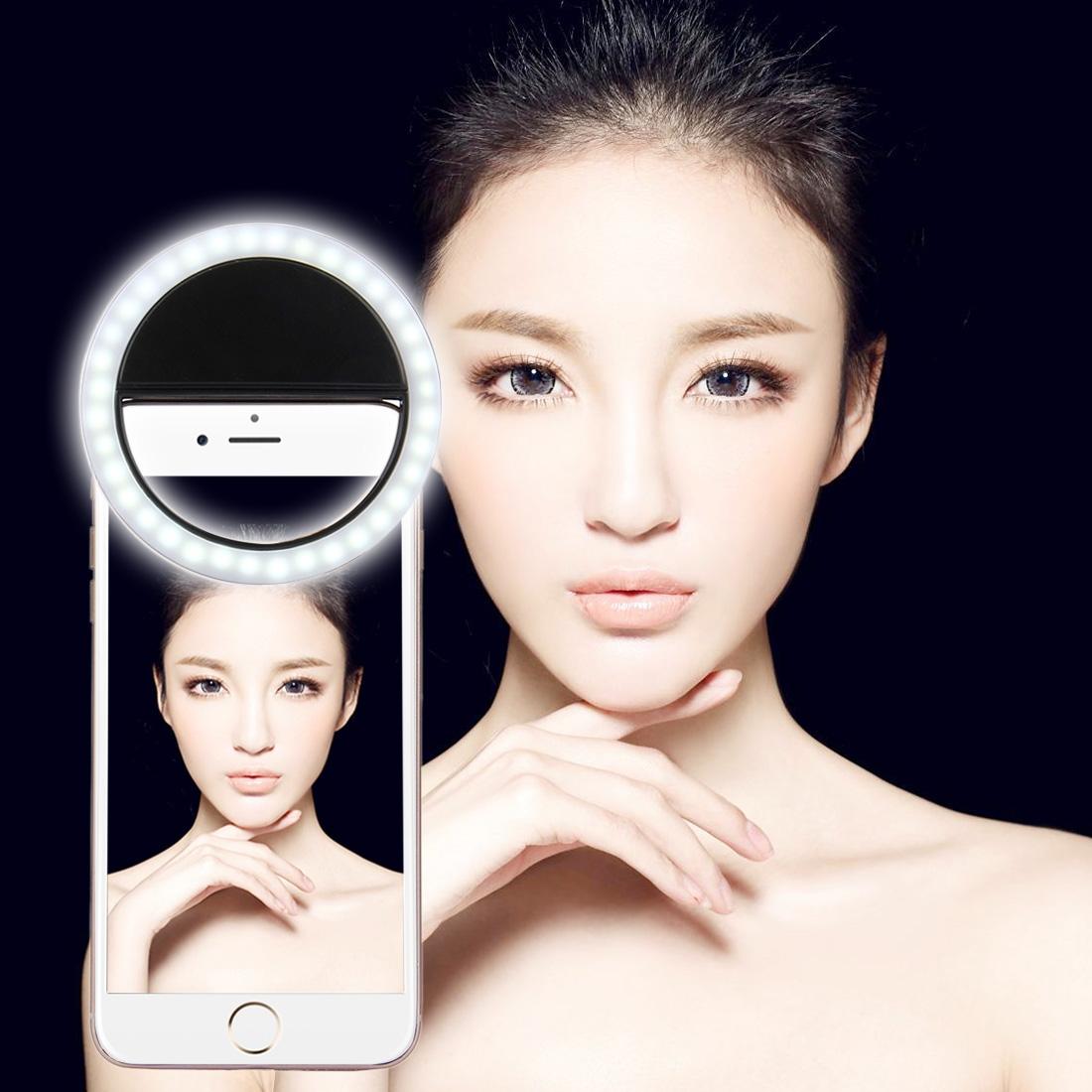 Adjustable Clip Beauty Light for Smartphones | USB Cable | Black