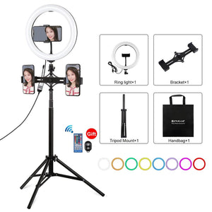 10.2" RGBW LED Ring Light Kit with Tripod and Phone Mount