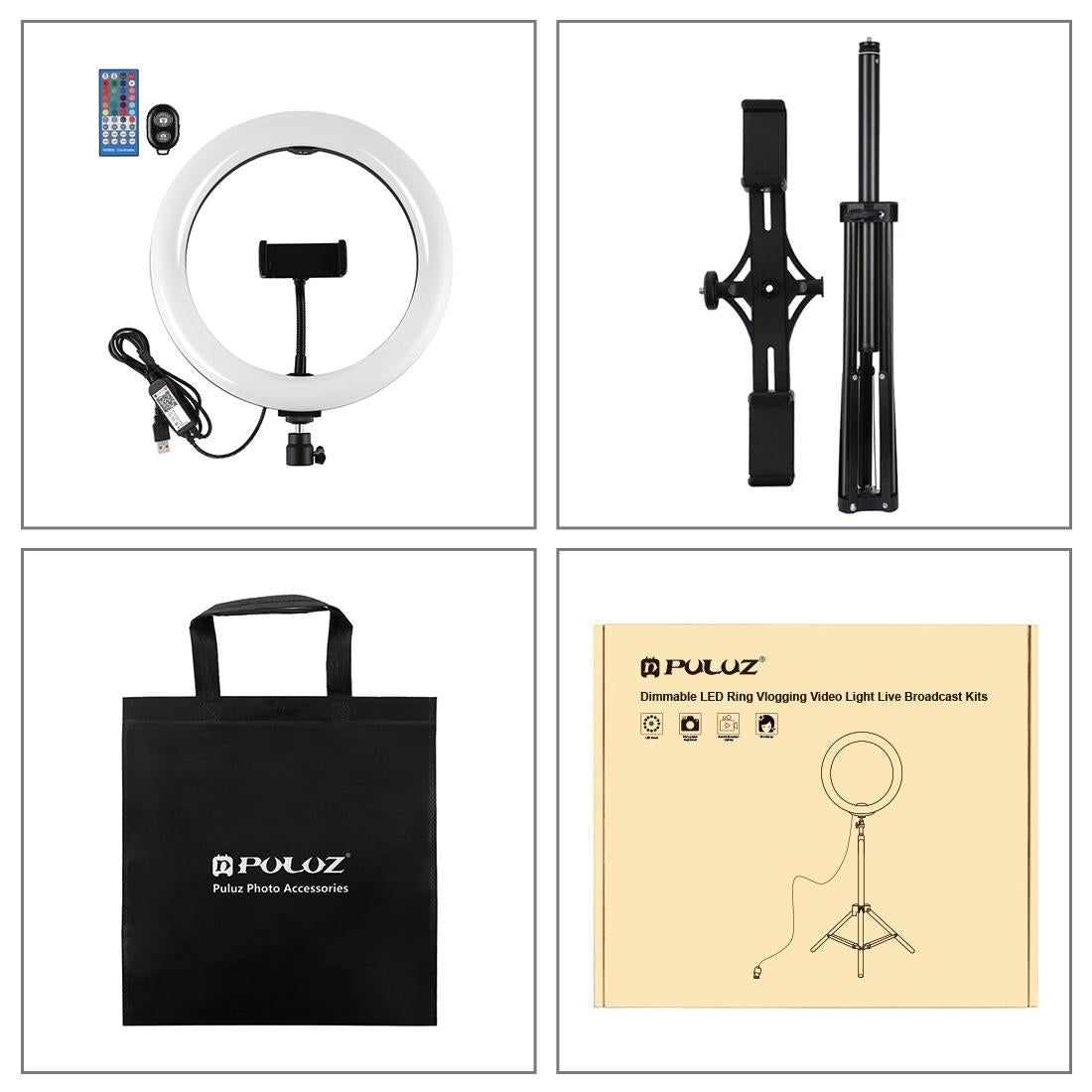 10.2" RGBW LED Ring Light Kit with Tripod and Phone Mount