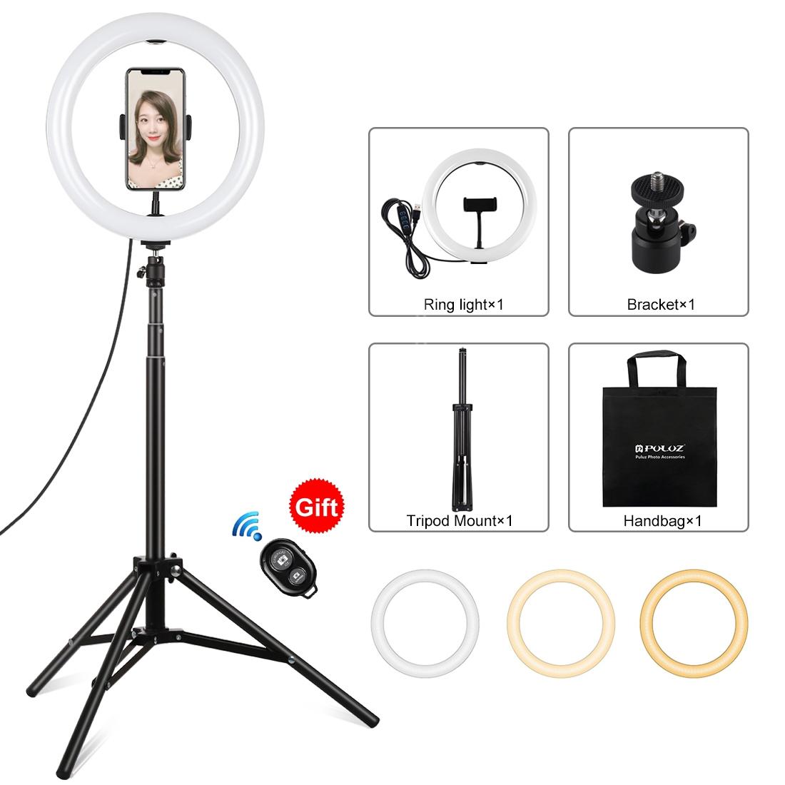 10.2" 26cm Ring Light Kit with Tripod | USB | 3 Modes | Dual Colour | Phone Clamp | Remote | Black