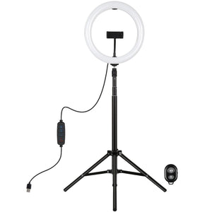 10.2" 26cm Ring Light Kit with Tripod | USB | 3 Modes | Dual Colour | Phone Clamp | Remote | Black