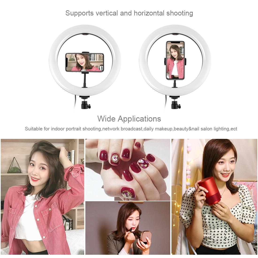 10.2" 26cm Ring Light Kit with Tripod | USB | 3 Modes | Dual Colour | Phone Clamp | Remote | Black