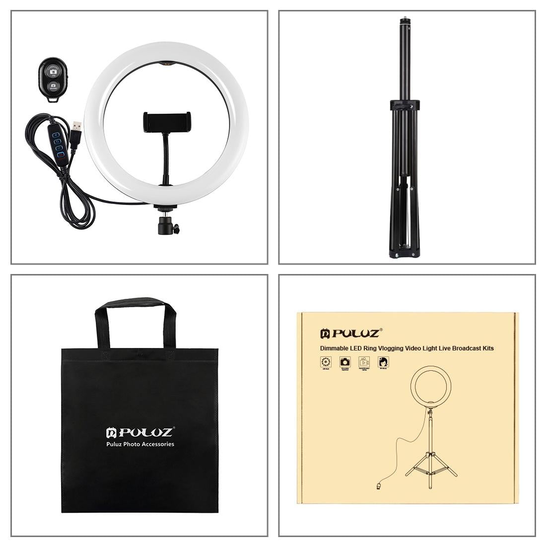 10.2" 26cm Ring Light Kit with Tripod | USB | 3 Modes | Dual Colour | Phone Clamp | Remote | Black